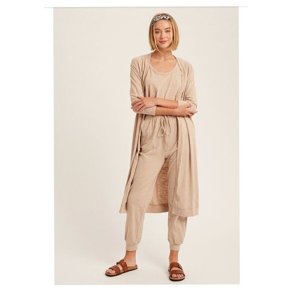 TEXTURED Cotton Jumpsuit & Long Cardigan Knit Sets - Picture 2 of 14